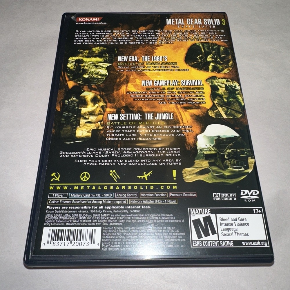 Metal Gear Solid 3 Snake Eater (PlayStation 2 PS2, 2004) CIB Complete Near Mint - Picture 2 of 5